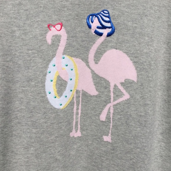 Talbots Sweaters - NWT Talbots Fun Gray Beach Bound Pink Flamingos